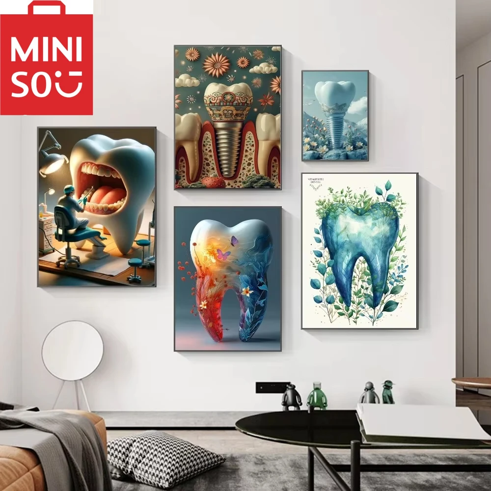

MINISO Tooth Implant Paint By Numbers for Adults, DIY Dental Diagram Canvas Art, Unique Wall Decoration