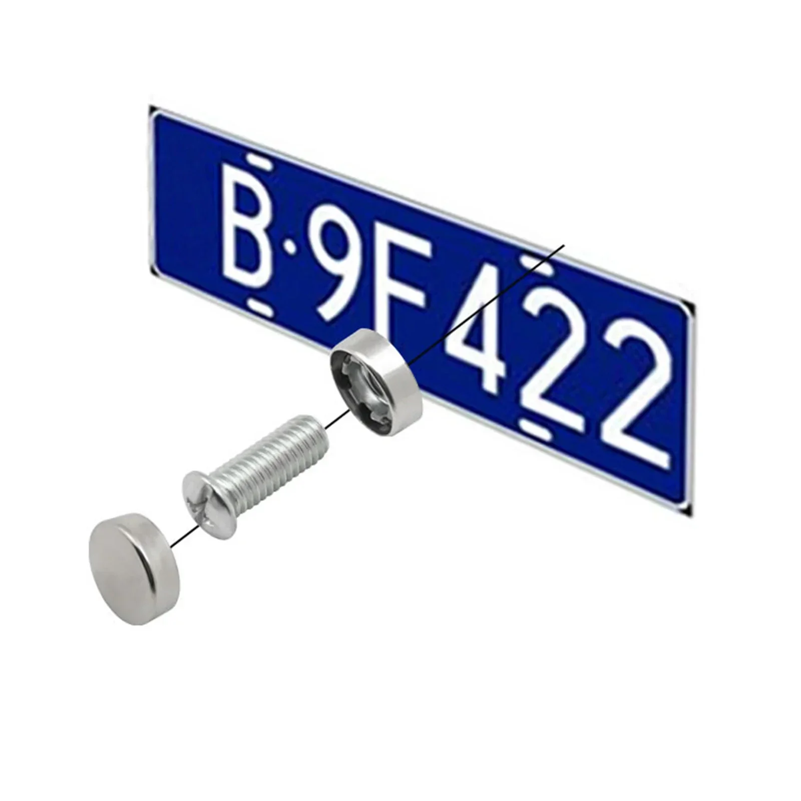 Car Electric Car Motorcycle Universal License Plate Retainer Fixing Screws Stainless Steel Anti-theft Security Bolt Snap Cap