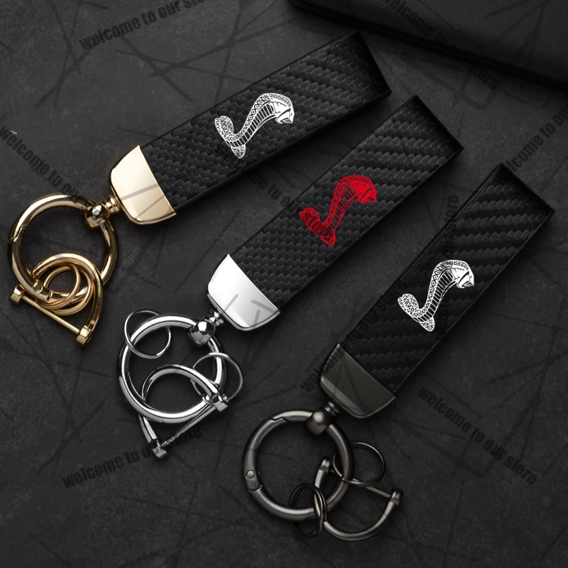 Chaveiro de carro para ford shelby gt500 gt350 bronco dodge jeep logotipo de fibra de carbono couro liga de zinco emblema chaveiro acessórios