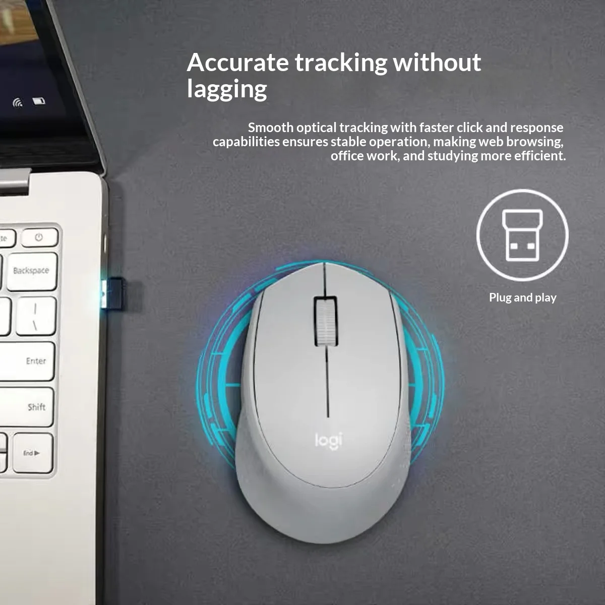 Logitech M280 2.4G Wireless Mice Wide System Compatibility Lightweight Office Mouse for PC Mac Notebook 3