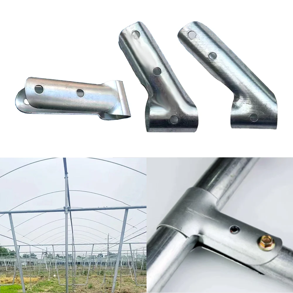 5 PCS Greenhouse Galvanized Steel Pipe Connectors For Tunnel Hoop Frame Agricultural Greenhouse Fittings 45° 60° T-Joint