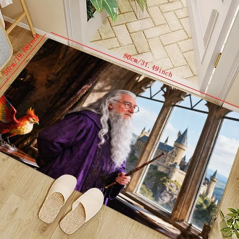 

1 шт., коврик для двери «Гарри Поттер Дамблдора Фокса Хогвартс», «Волшебный волшебный мир», приветственный коврик для прихожей, нескользящий моющийся поток