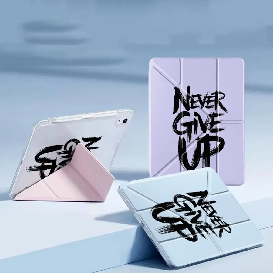 Holder Cover Tablet Case For iPad Mini 6 7 Air 4 5 M3 M2 M4 11inch Pro 11th 10th 9th 8th 12 Pro 2025 Y-Fold Letter Printing