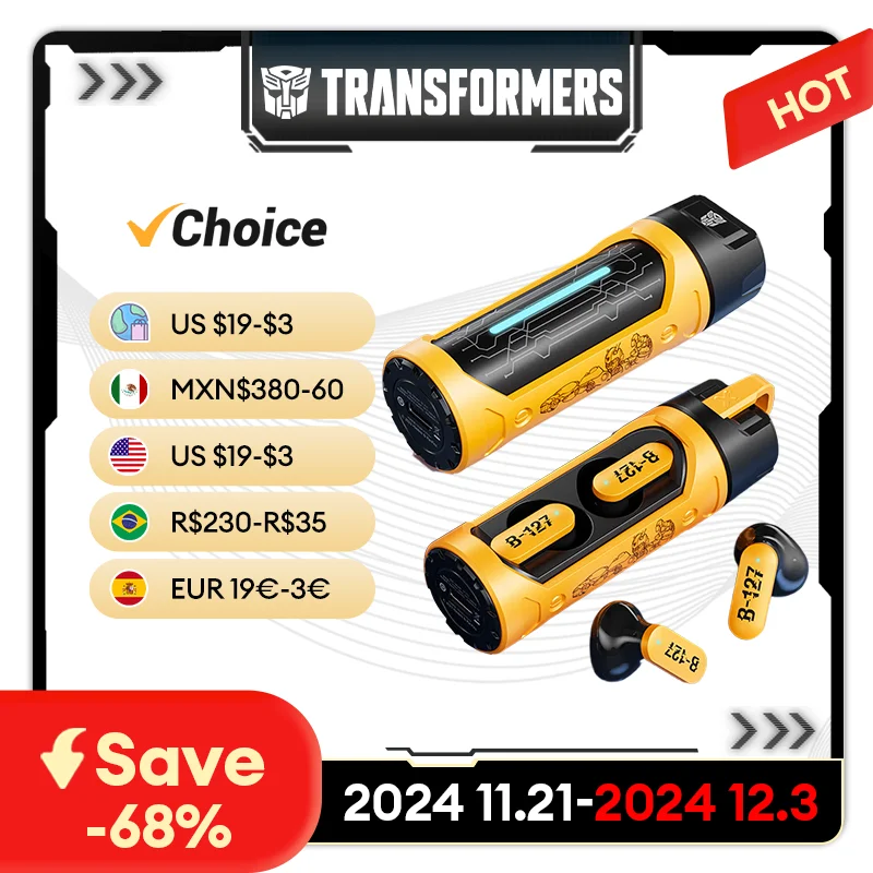 Choice TRANSFORMERS TF-T11 True Wireless Earphones Low Latency Sport Earbuds Gaming Music Bluetooth5.4 HD Call with Headphones