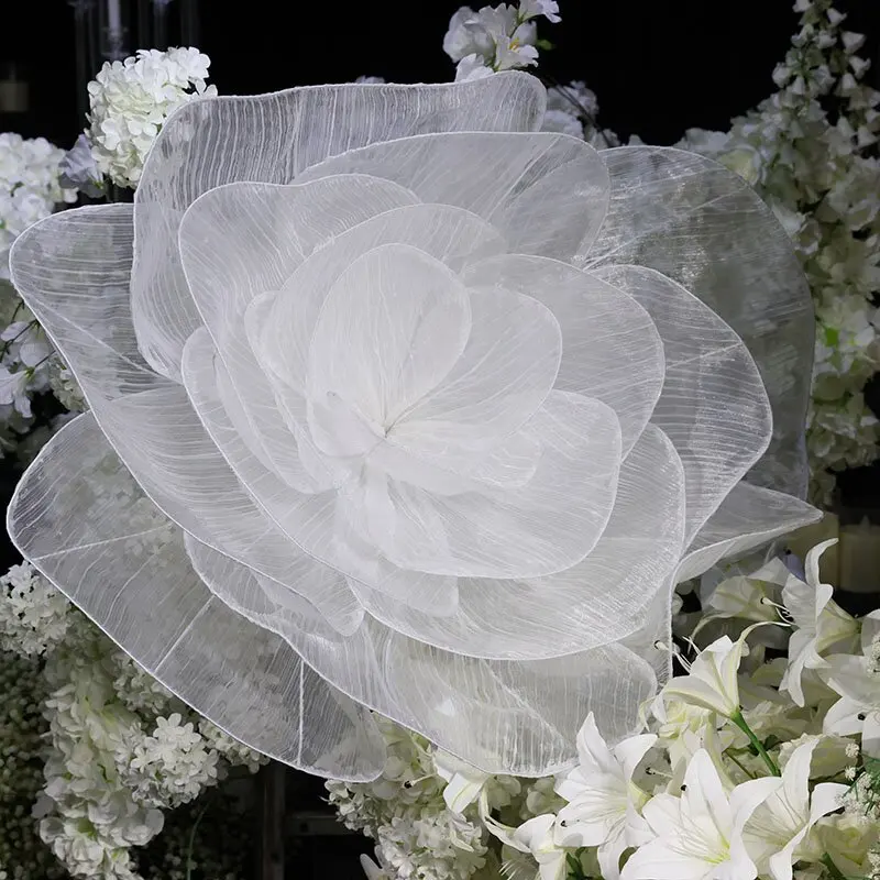Riesige Organza-Blumen als Hochzeitshintergrund-Dekoration, Künstliche Gaze-Blumen für Geburtstagsfeiern, Veranstaltungen, Bühnen- und Fensterdekoration – Detail 4