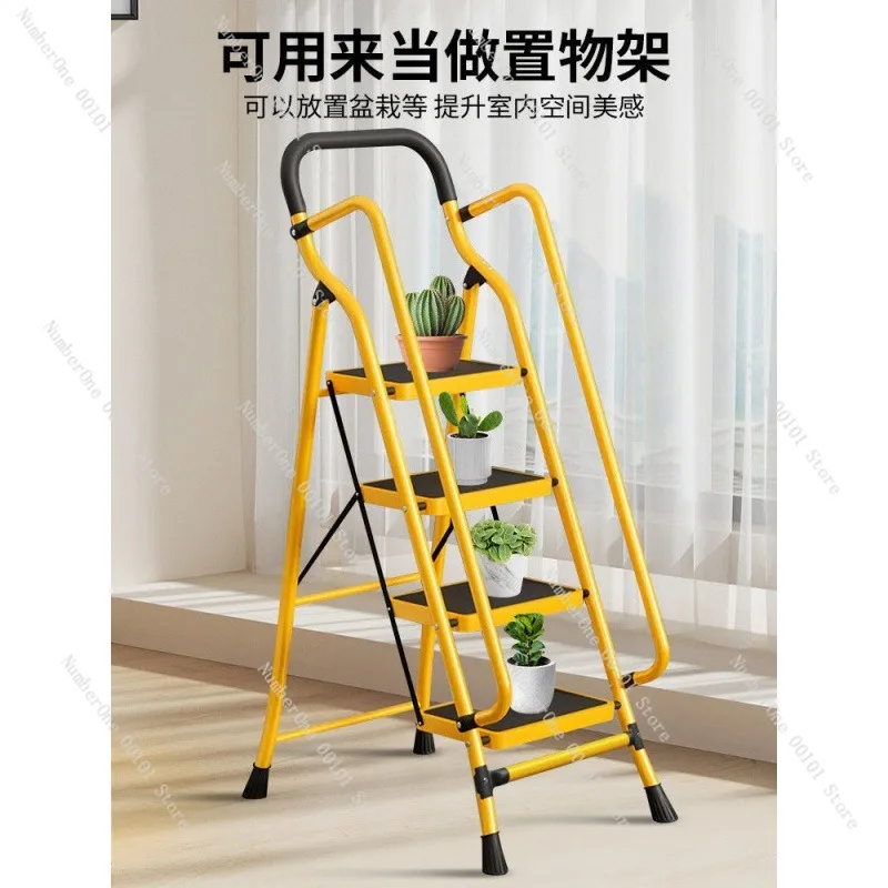 Household folding telescopic climbing ladder widened stable reinforced multi-step A-frame ladder four five six step option
