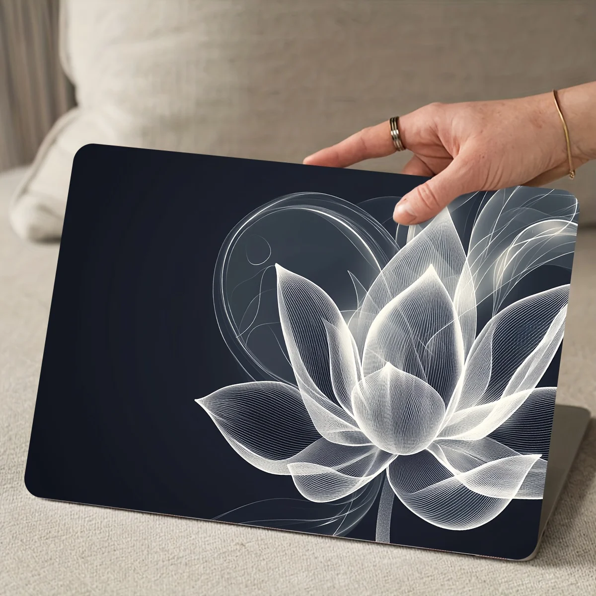 2 Pack Floral Pattern Laptop Stickers Universal Light Beige Waterproof and Scratch Resistant  Waterproof Scratch Resistant,