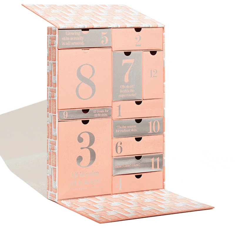 Personnalisation. Nouveau design vide 12 jours de Noël emballage à bas prix boîte de calendrier de l'avent cosmétique