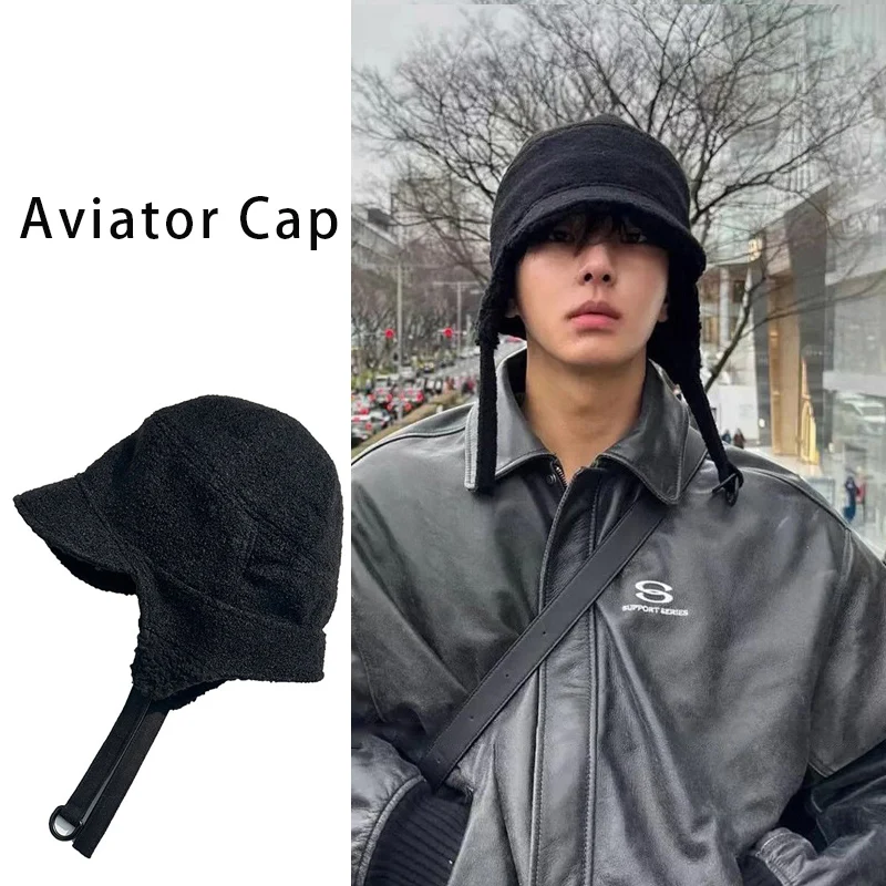 

Winter Warm Aviator Cap Men Women Plush Lined Trapper Hat With Ear Protection Flattering Bucket Hat With Face Slimming Design