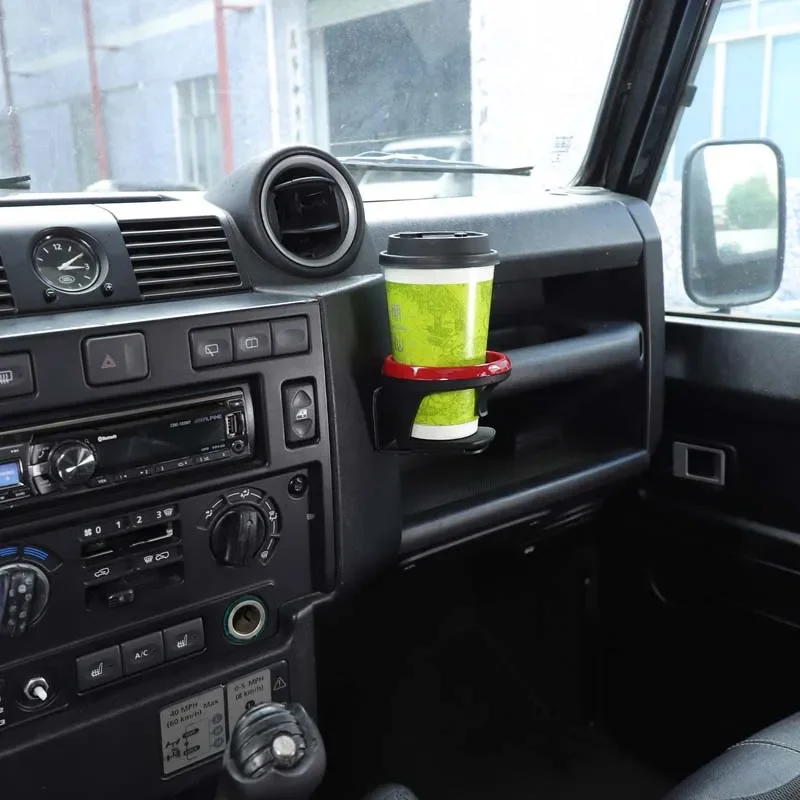 

Suetlcoity For Land Rover Defender 90 110 130 04-18 Carbon Steel Black Car Center Console Water Cup Holder Trim Car Accessories