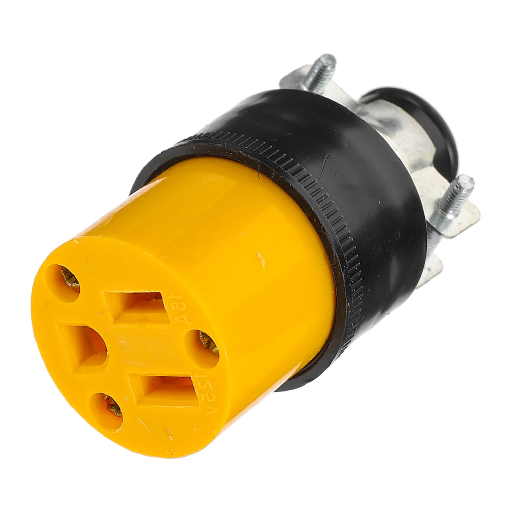 

1pcs American Electrical Replacement Plug Yellow PC Female Extension Cord Repair End Cord End 3-Prong Ground Heavy Duty Adapter