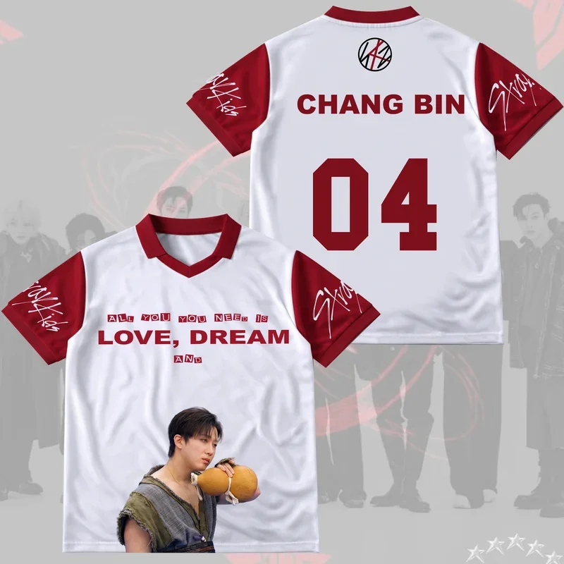 2026 STRAYKIDS STAY 08 Jersey T-Shirts Kpop Love Dream Print Short Sleeve V-Neck Unisex Fan Merch Streetwear Cosplay Casual Tops view 6