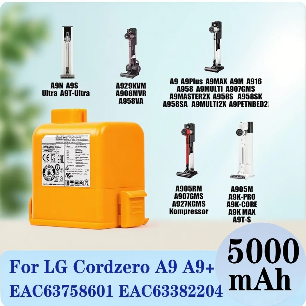 Литий-ионный аккумулятор EAC63382204 25,2 В для беспроводного пылесоса LG Cordzero A9 + A9Plus A9M A9MASTER2X A9MULT12X A9PETNBED A9MULTI Литий-ионный аккумулятор EAC63382204 25,2 В для беспроводного пылесоса LG Cordzero A9 + A9Plus A9M A9MASTER2X A9MULT12X A9PETNBED A9MULTI