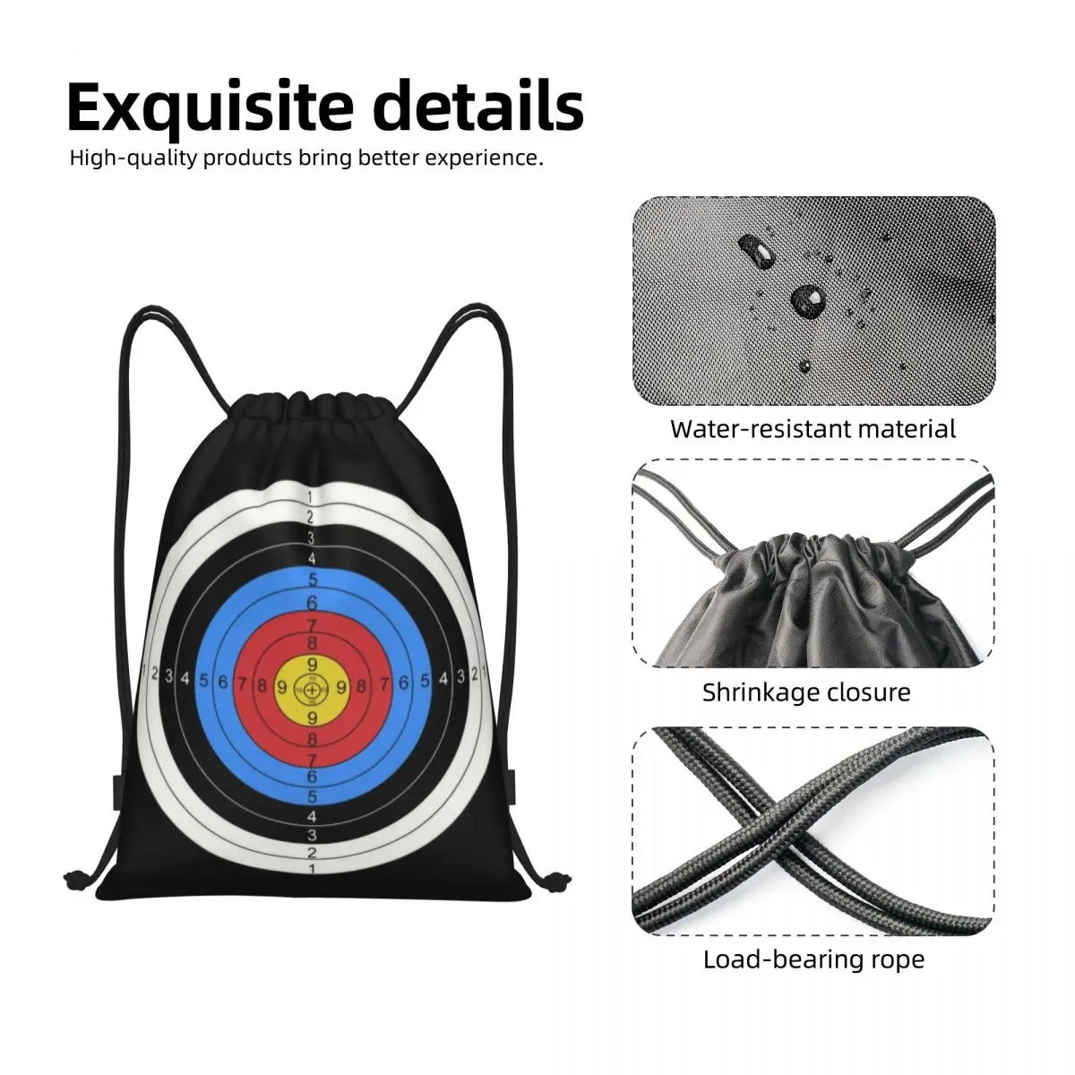 Archery And Gun Range Target Practice Graphic Drawstring Bags for Training Yoga Backpacks Archer Bow Sport Sports Gym Sackpack