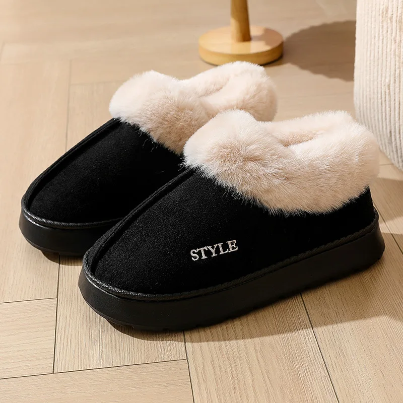 New Platform Snow Boots for Women's Home Thick Warm Wool Shoes Women's Outdoor Anti-Slip Fur Velvet Ankle Short Boots Shoes