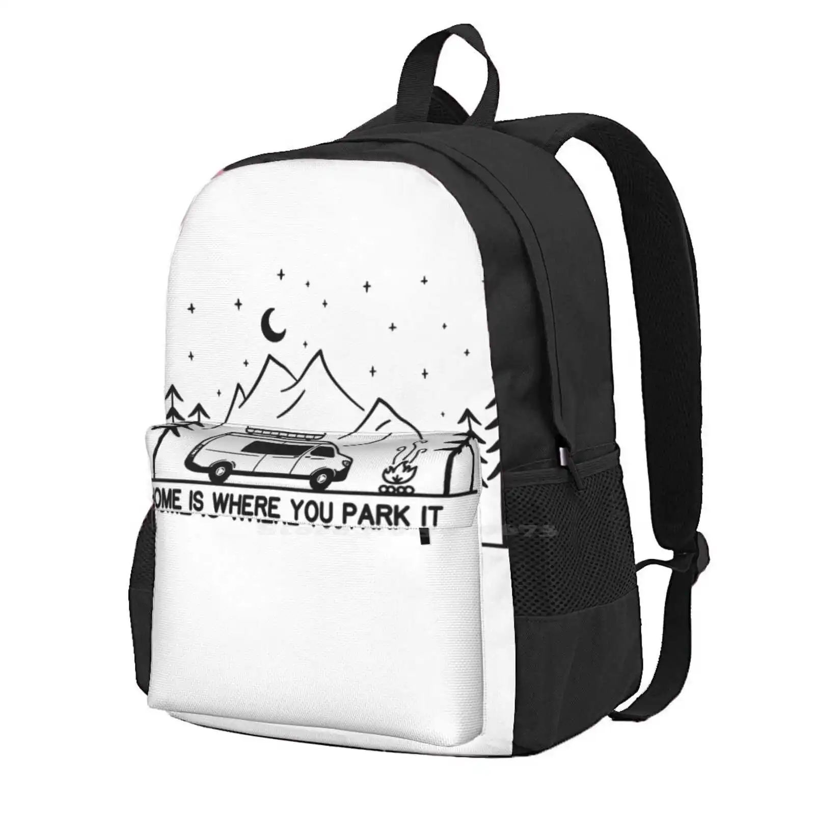 Home Is Where You Park It | Vanlife | | Camping | Outdoors | Rv Large Capacity School Backpack Laptop Bags Home Is Where You