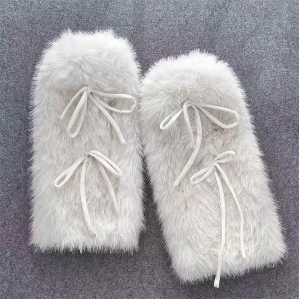 Fashion Faux Fur Furry Leg Warmers 35cm Y2K Long Tube Sock Sweet Thickened Lolita Boots Cover Cosplay Use