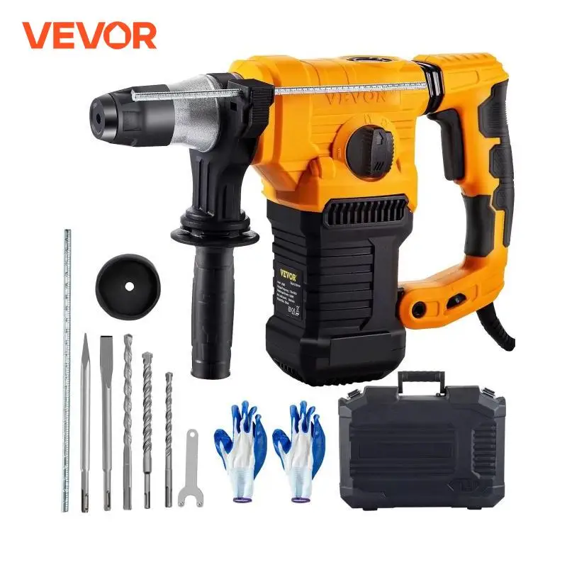 VEVOR 1500W trapano a percussione rotante foratura massima 32mm SDS Plus demolitore martello demolitore 4 modalità perforatore elettrico per calcestruzzo