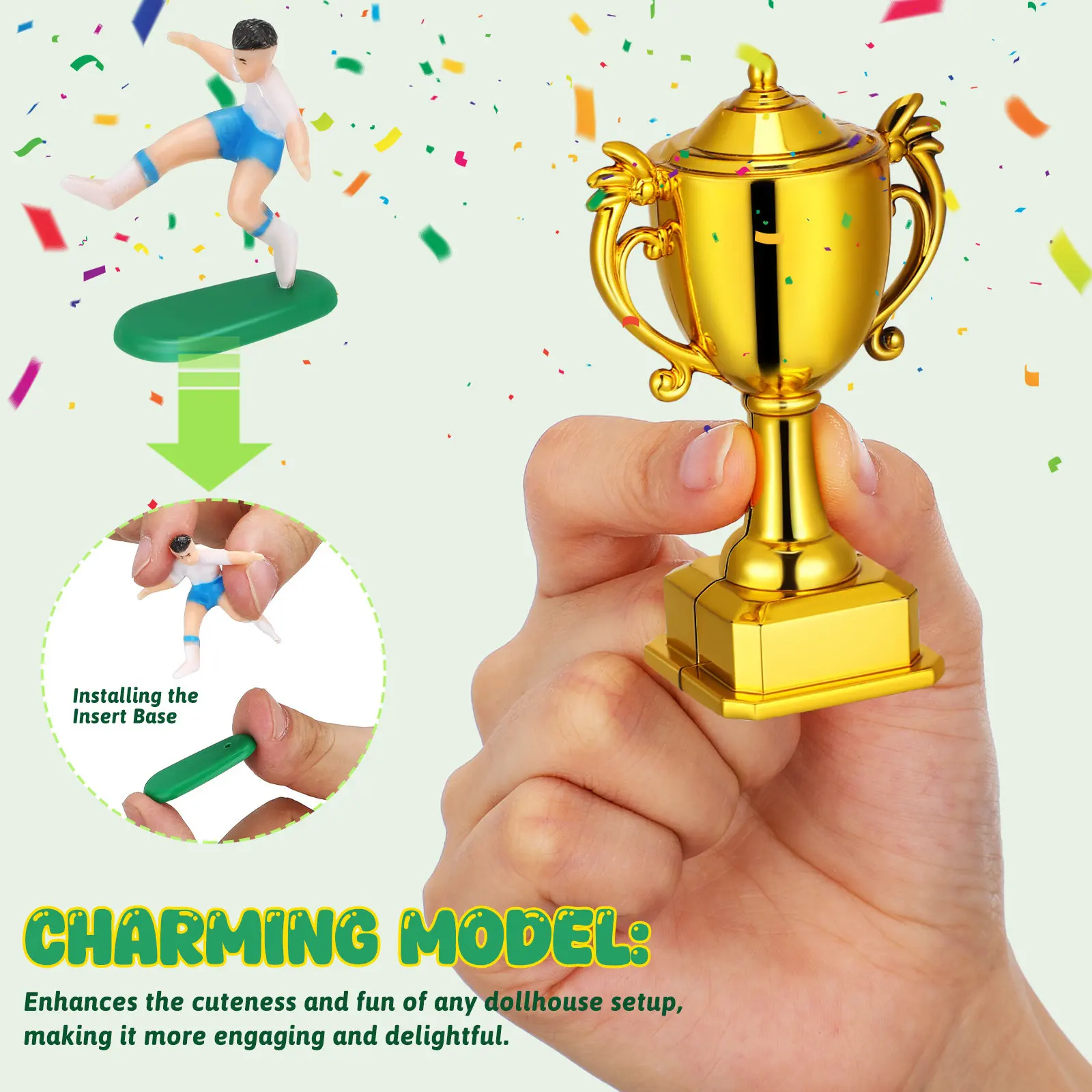 1Set Miniature Soccer Trophy Detailed Football Goal Realistic Cup Decoration Party Table Centerpiece Cake Topper