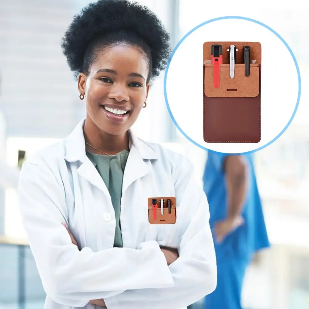 Portalápices de cuero Pu para viaje, bolsa organizadora de almacenamiento para camisas, abrigo de laboratorio, Protector de bolsillo para la escuela y la Oficina