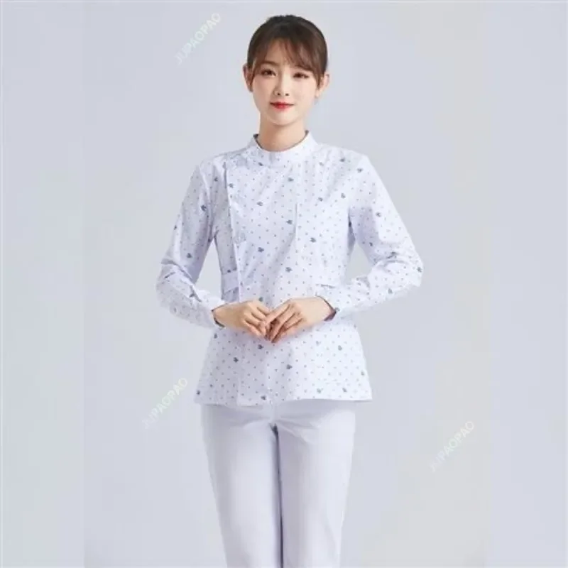 Pet Grooming Nursing Scrubs Set Spa Uniforms Unisex Flower Printed Work Clothes Set Medical Suits Clothes Scrubs Tops and Pants