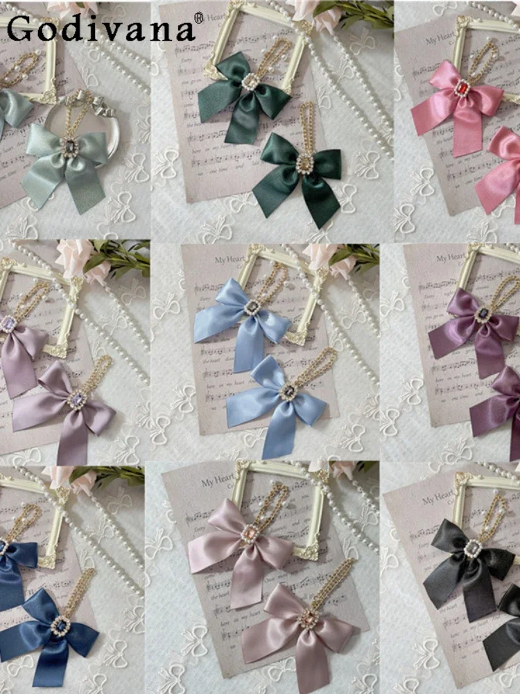 

Fashion All-Match Ribbon Bow Women's Bag Pendant Accessories Sweet Cute Japanese Style Diamonds Handmade Luggage Accessories