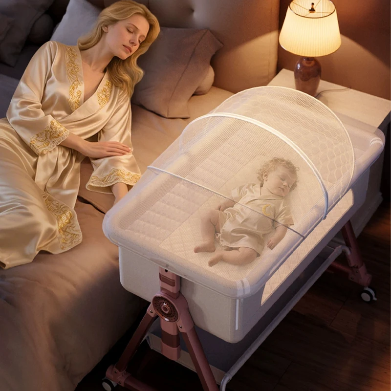 Bassinet Bedside Sleeper - ポータブルベビーベッド 折りたたみ式 高さ調整可能 ベビークレードルベッド 3 in