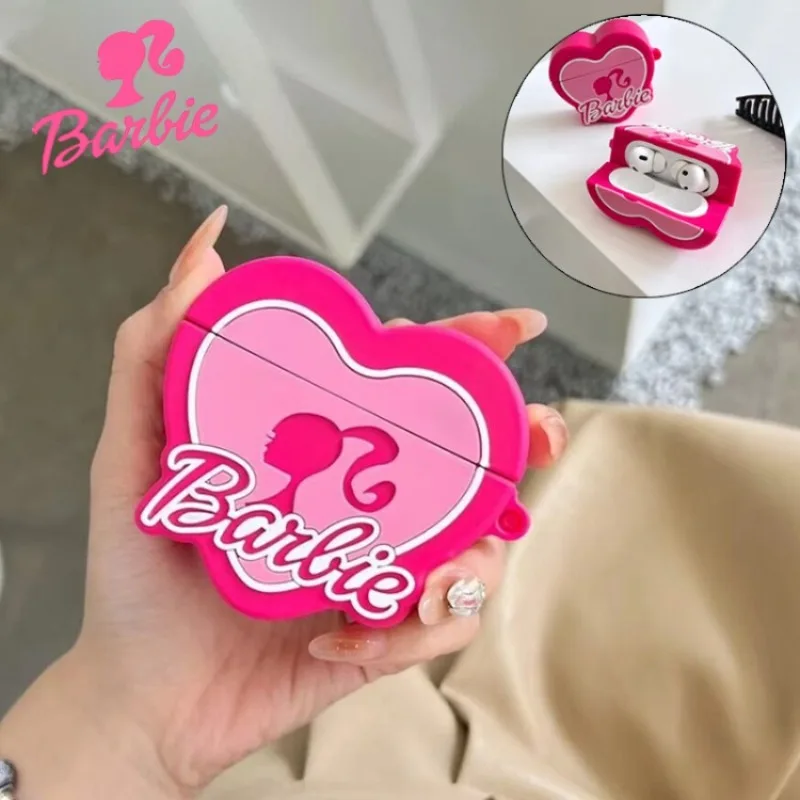 Pink Barbie Protective Case for Airpods 1 2 3 Pro Cartoon Heart shaped Silicone Earphone Case Shockproof Bluetooth Headset Cover