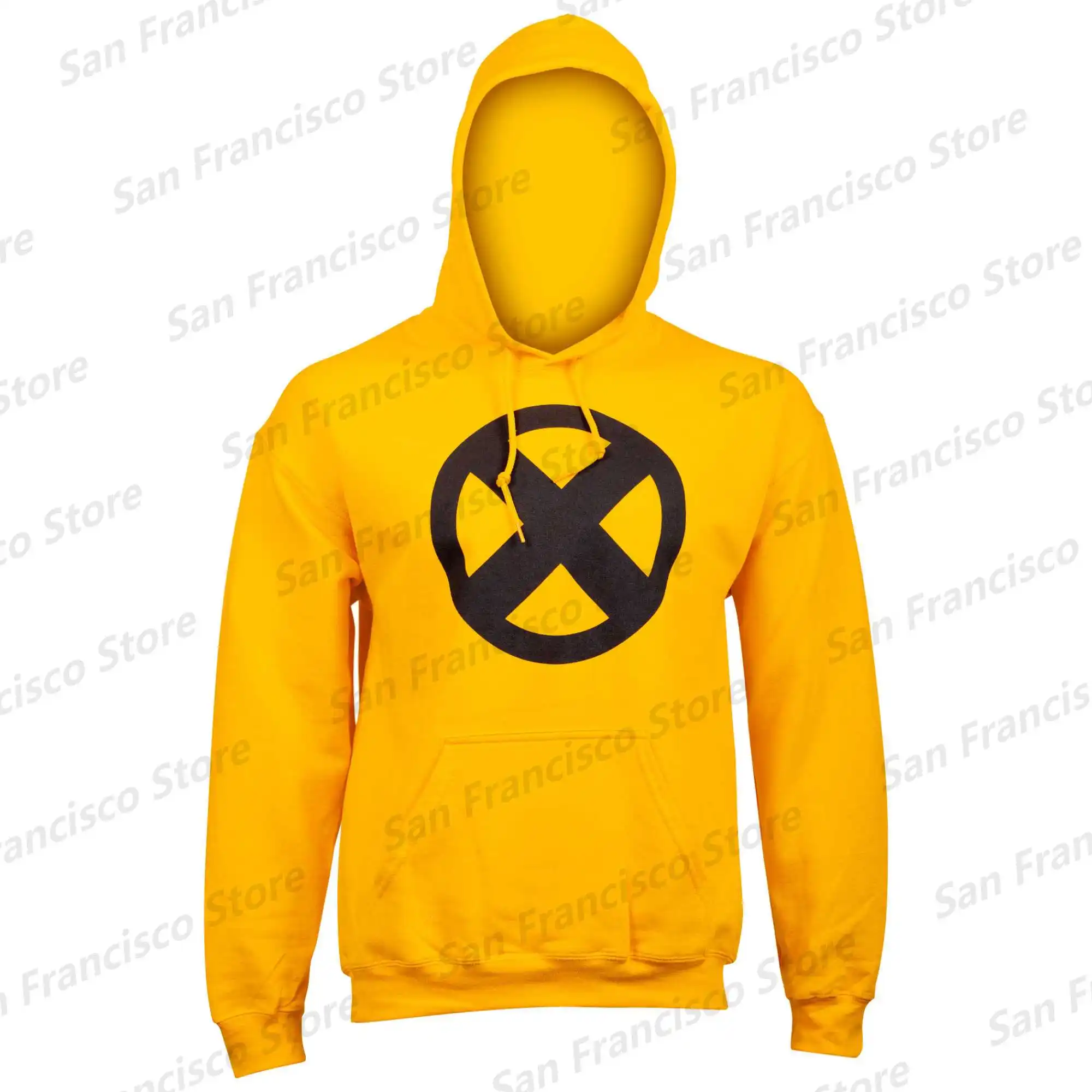 

New Summer Marvel Comics Boys&Girls Fall and Winter X-Men Logo Yellow Printed Pullover Hoodie Kid/Adult Casual Anime Hoodie Top