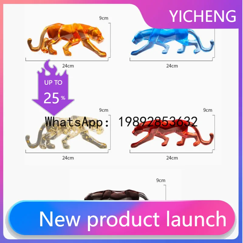 

Resin Crafts Transparent Animal Sculptures Leopard Cheetah Money Leopard Ornaments Home Crafts Furnishings Decorative Figurines