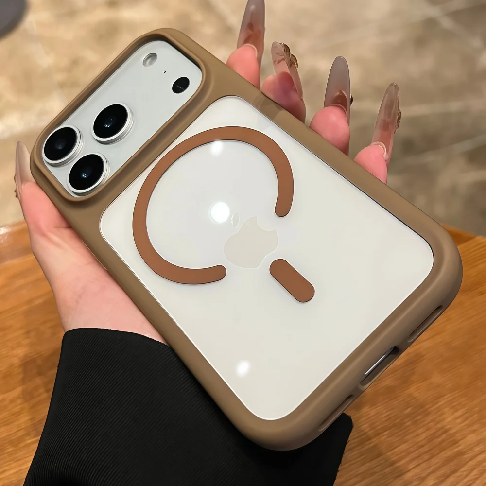 Kryształowo Przezroczyste Magnetyczne Etui Magsafe na Telefon iPhone 17 Pro Max 17 Pro z Bezprzewodowym Ładowaniem, Hybrydowy Bumper Odporny na Wstrząsy