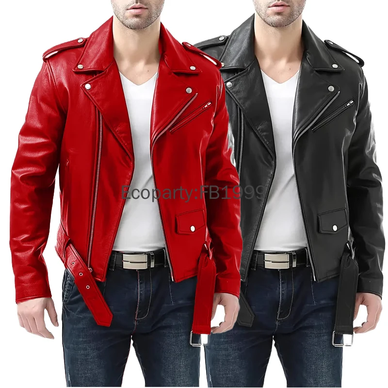 

Новая мужская мотоциклетная куртка из искусственной кожи, весенне-осенняя модная черная облегающая куртка с диагональной молнией, мужская повседневная верхняя одежда, куртки