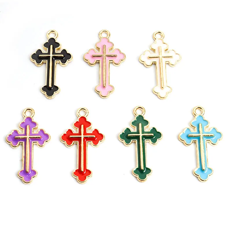 20pcs Multi-Colored Cross Enamel Charms Trendy Lolita Trinkets Accessories for DIY Bracelet Necklace Choker Earrings Keychain