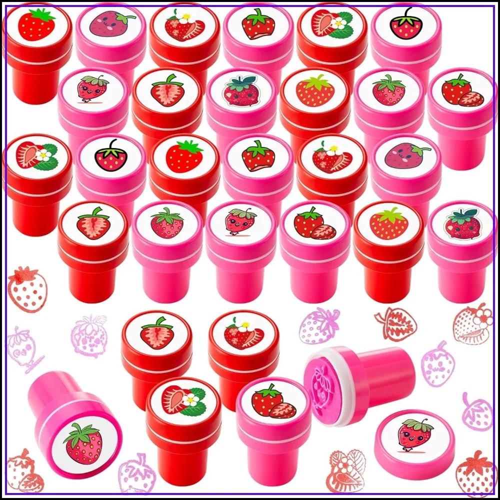

24 Pcs Strawberry 12 Designs Self-Inking Mini Stampers, Berry First Birthday Party Favors, School Rewards, Goodie Bag Fillers, Carnival Prizes, DIY Craft