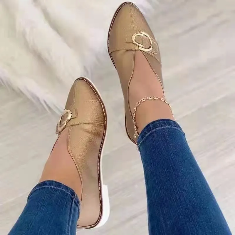 Pointed Toe Flats Solid Concise 2024 Hot Sale Ladies Shoes Shallow Slip-On Adult Spring/Autumn Flats Zapatos Planos De Mujer