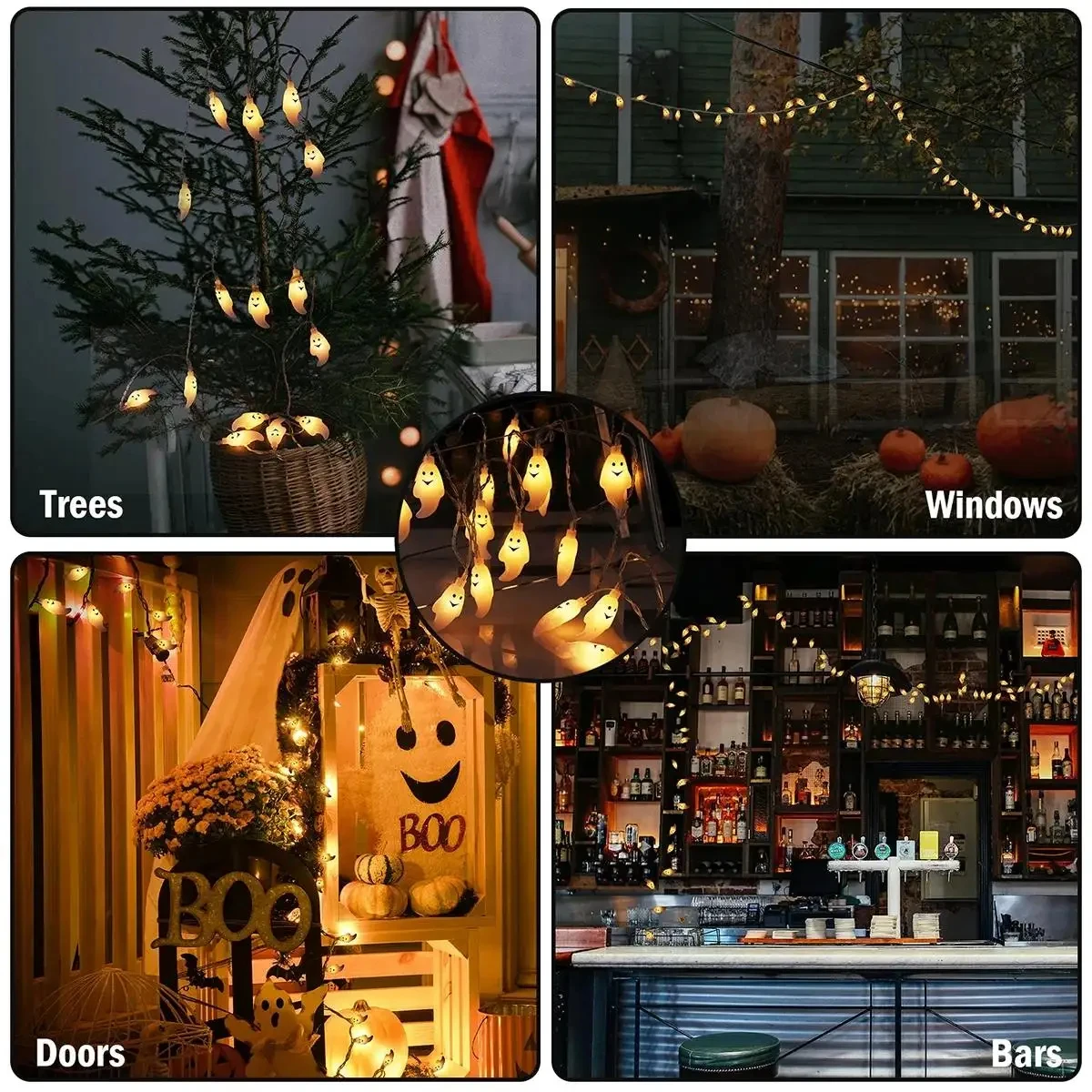 3m Ghost LED String Lights for Halloween Battery Powered DIY Lights Indoor Outdoor  Atmosphere Home Party Festival Decoration