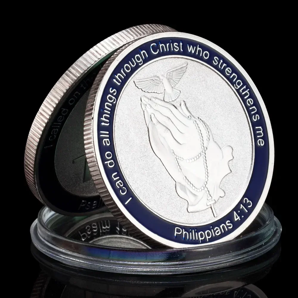 I Can Do All Things Through Christian Who Strengthens Lucky Collection Coins Doves of Peace Rodstaff Prayer Souvenirs Coins