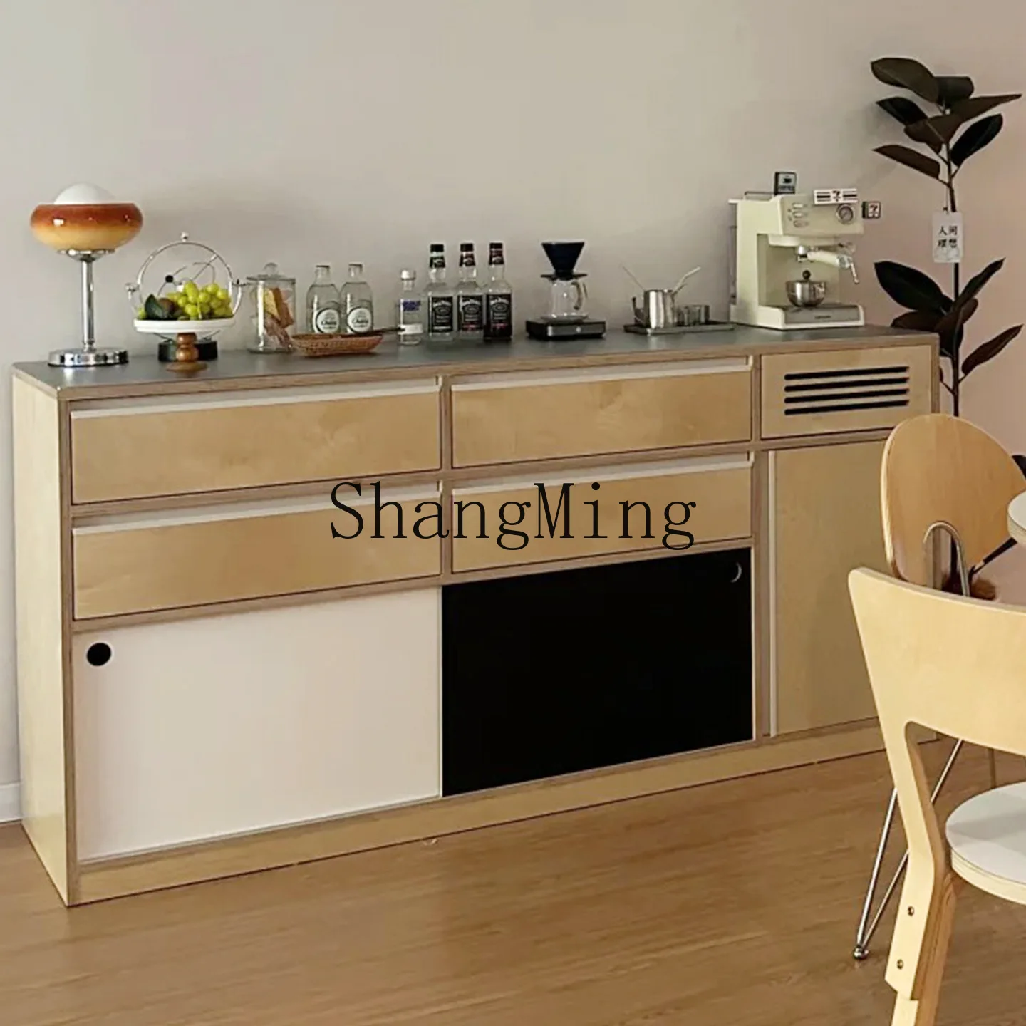 

ZYY marine plate contrasting color dining side cabinet stainless steel countertop large capacity locker console