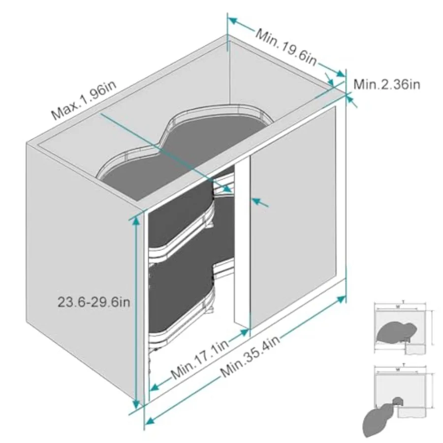 Blind Corner 2 Tier Adjustable Swing Pull Out Organizer With Strong Load Bearing Smoothly Rotation Maximizes Space Wide Usage F