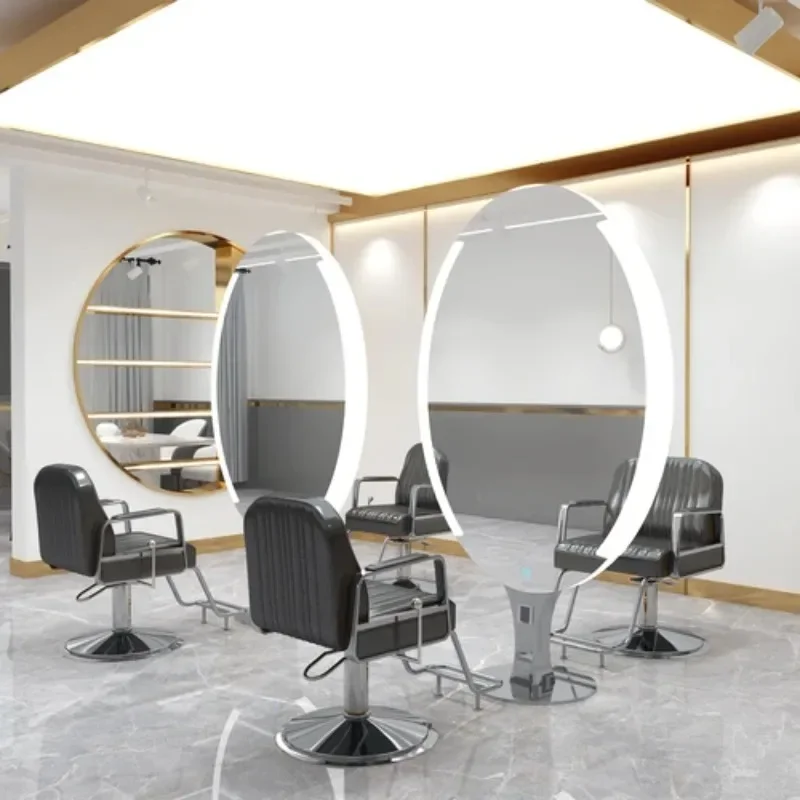 Trendy Oval Salon Dressing Table Hair Salon Special Order Double Mirror Floor