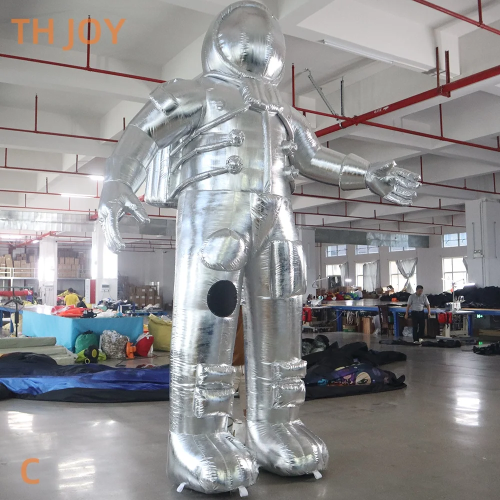 fast air ship to door,Silver shiny Advertising Inflatable Astronaut, 4m 13ft Inflatable Spaceman cartoon for outdoor Decoration