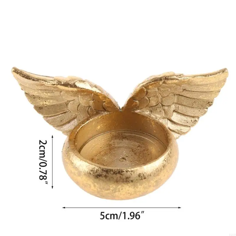 E06b Angel Wings Holder Holder Resin Statue Decorazione per casa Preghiera Regali candelatura