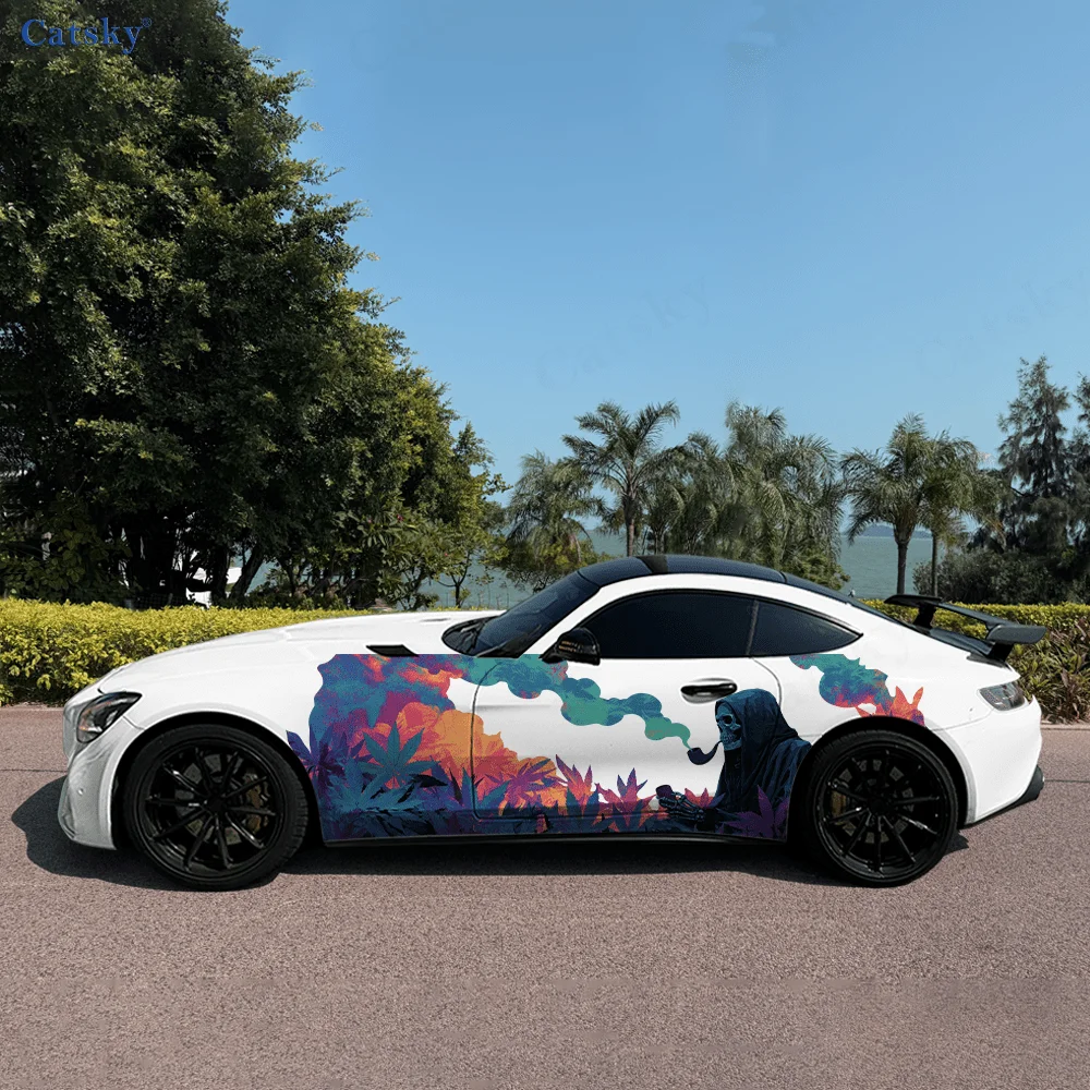 

Colorful Skeleton Smoking Car Vinyl Wraps Decal Self-adhesive PVC Sticker Suitable for Trucks SUV Decor Auto Accessories Gift