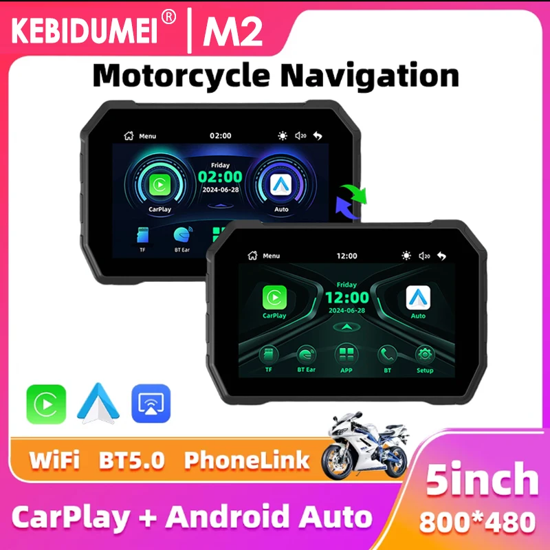 5 بوصة دراجة نارية مشغل وسائط متعددة لتحديد المواقع والملاحة شاشة لاسلكية CarPlay أندرويد السيارات دراجة نارية IP67 مقاوم للماء بلوتوث 5.0 #1