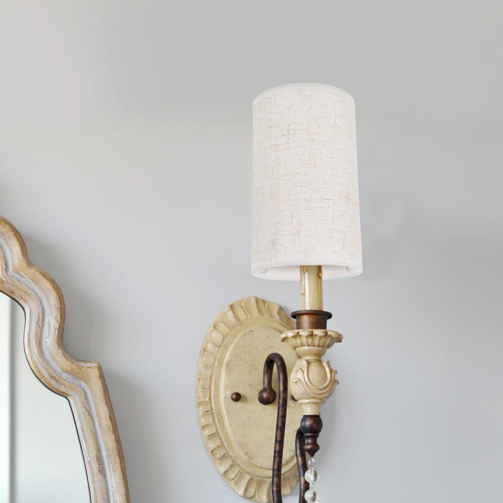 

Desk Lamp Lampshade Small Replacement E27 Base Drum Cloth Light Cover Vintage Style Lamp Shade for Indoor Home Room Decor Use