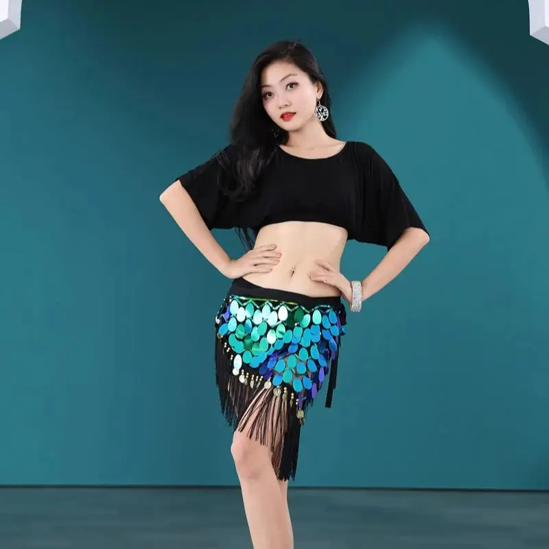 

Womens Sequin Tassel Belly Dance Hip Scarf Mini Skirt Rave Belt Waist Chain Wrap Indain Costume Carnival Party Stage Performance