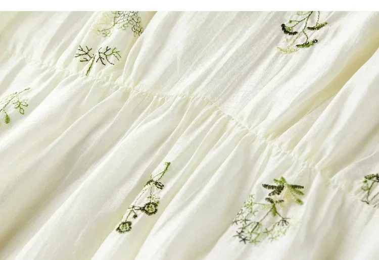 SENTUBILA Damen V-Ausschnitt Teeparty-Kleid 2026 Sommer Lyocell Tailliertes Besticktes Blumenmuster Elegantes Midikleid Damen 161LO5789 – Detail 26
