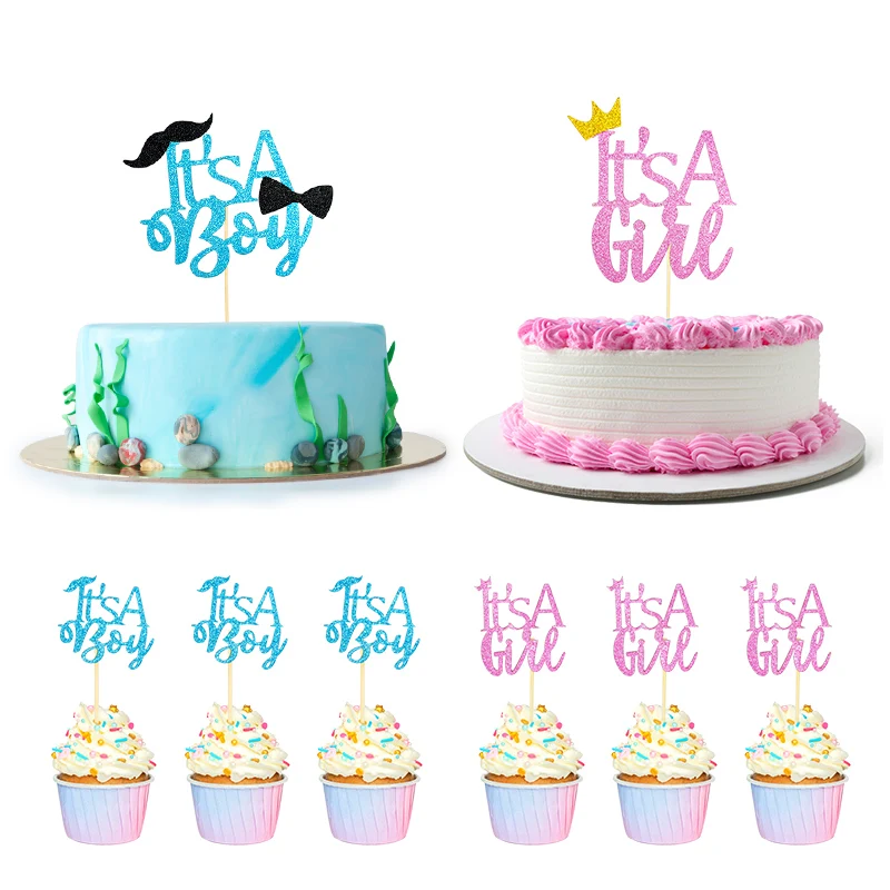 Es ist ein Mädchen oder Junge Kuchen Topper rosa blau Cupcake Flagge Picks für das Geschlecht offenbaren 1. Geburtstag Baby party Party Dekoration