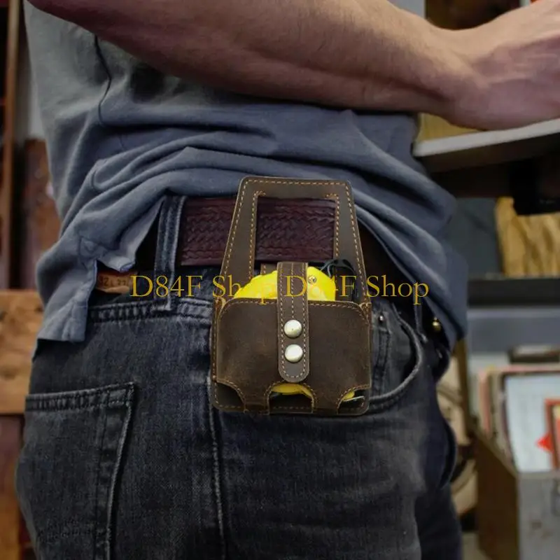 D84F Pratica borsa Elegante borsa portaoggetti in pelle con attacco per cintura per metro a nastro in acciaio da 5 m Mantieni il