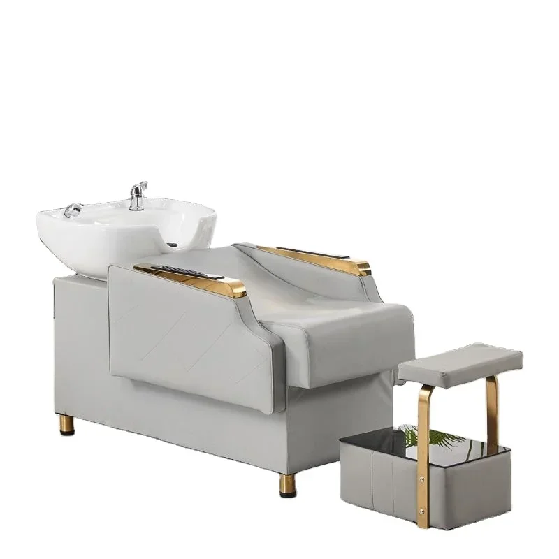 Lux-ury Barber Shop Furniture Shampoo Bed Sink Hair Salon Lay Down Washing Basin for Hair Salon Shampoo Chair